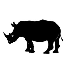 rhino  silhouette. black and white vector image