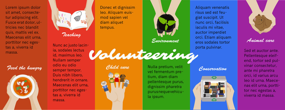 Volunteer work opportunities. Vector infographic.