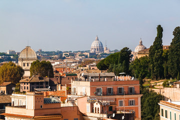 Fototapeta na wymiar Cityscape view of central Rome taken from St Peter Basilica. Rome