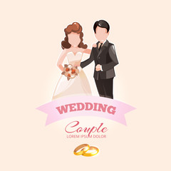 Wedding couple vector illustration.