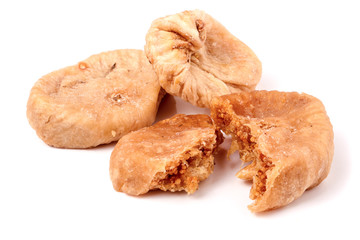 Dried figs on a white background close-up macro