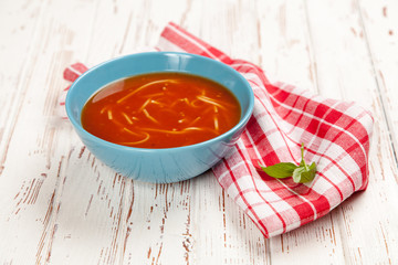 Tomato soup and basil