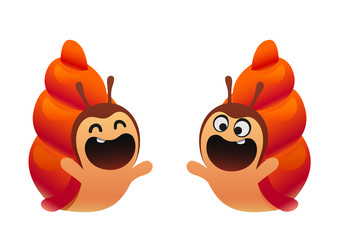 Funny snail cartoon red two types