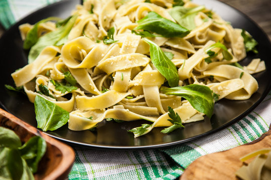 Cooked Tagliatelle On A Plate