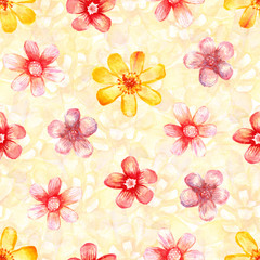 Watercolor floral seamless.