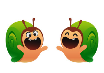 Funny snail cartoon green two types