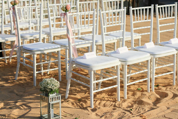Wedding ceremony dining place on a tropical beach, Thailand