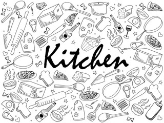 Kitchen coloring book vector illustration