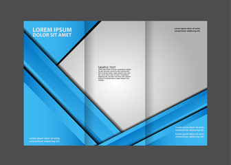 Template design of trifold brochure with stripes and circles. Editable and light vector with places for photos. Proportionally A4

