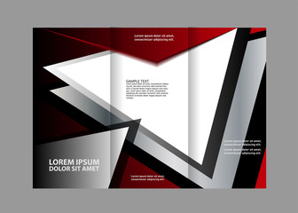 Vector red and black tri-fold brochure design template with abstract geometric background EPS10 Tri-Fold Mock up & back Brochure Design

