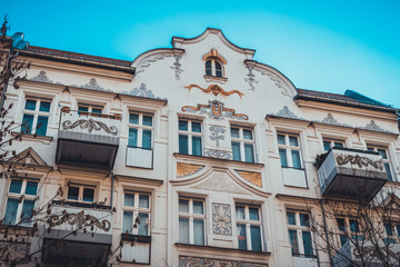 luxury facade with beautiful balcony