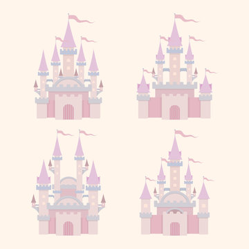 sweet castles in pastle color