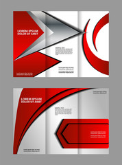 Brochure mock up design template for business, education, advertisement. Trifold booklet editable printable vector illustration. Red color.
