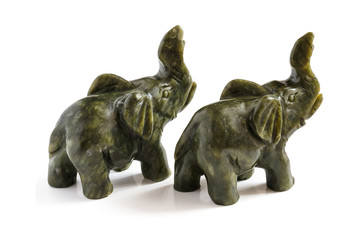 Figurines of elephants from nephrite
