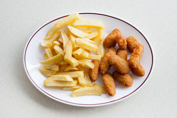 Traditional english scampi and chips