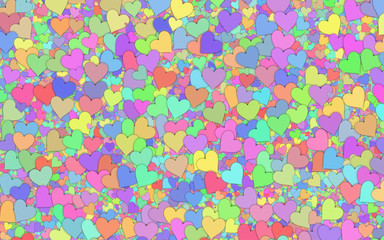 many small multicolored hearts backgrounds