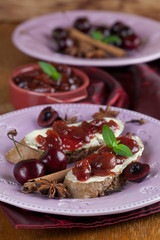 Bread with spicy cherry jam