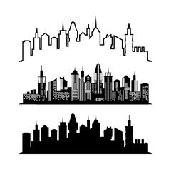 Set of skyscraper sketches. City architect design. illustration