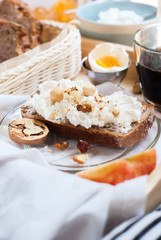 Sandwich Cottage Cheese Nuts Apple Rye Bread