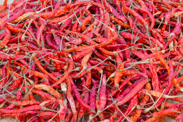 Fototapeta premium The combined red dried chillies background.
