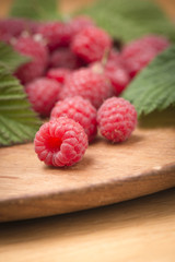 Fresh ripe raspberries in close up