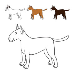 Cute cartoon bullterrier isolated on white background