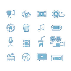 set of line movie design elements