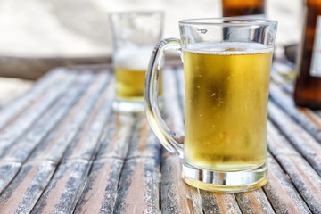 Two beers in glasses