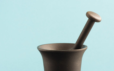 Mortar and pestle still life