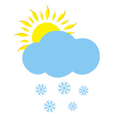 Icon cloud with sun and snowflakes. Vector illustration.