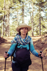 Portrait of a charming woman hiker