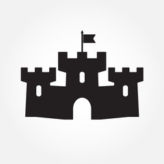 Obraz premium Castle icon or sign isolated on white background. Vector illustration.