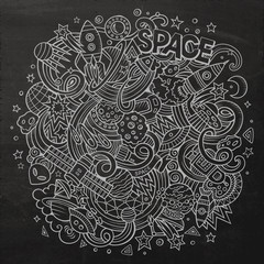 Cartoon hand-drawn doodles Space illustration