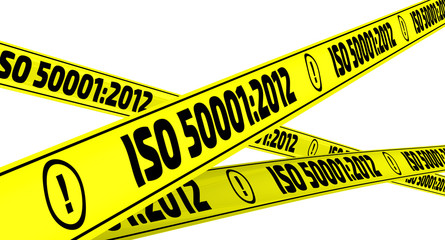 ISO 50001:2012. Yellow warning tapes