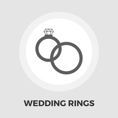 Wedding rings icon flat