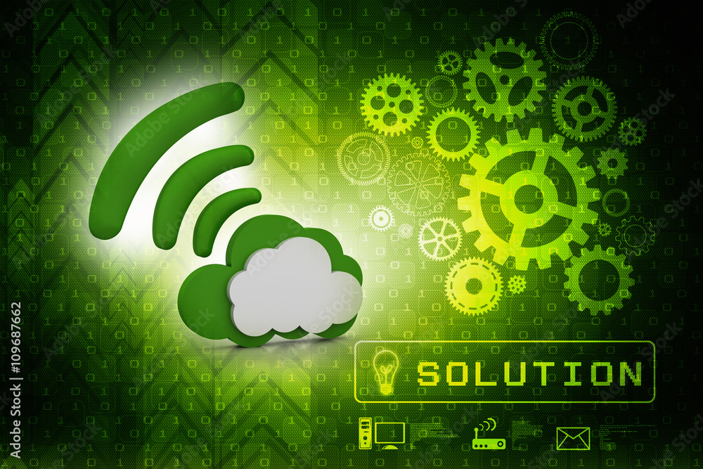 Poster 3d rendering cloud online storage icons with wifi