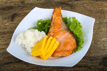 Roasted salmon steak