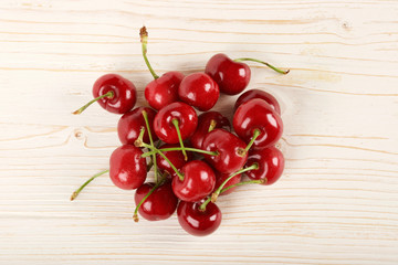 cherry on wooden background