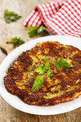 Swiss rosti on plate