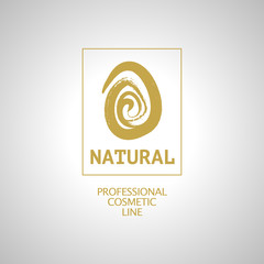Vector flat eco product emblem. Ecological cosmetic sign. Natural product line. Nature certificate quality. Eco symbol. Natural cosmetics. Bio organic product.
