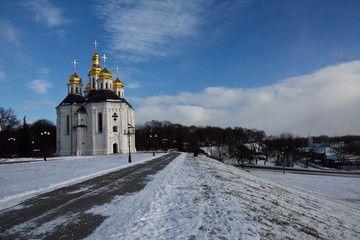 winter park in Chernihiv with Catherine church
