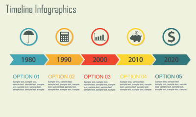 Timeline Infographics template. Isolated design elements. Vector illustration.