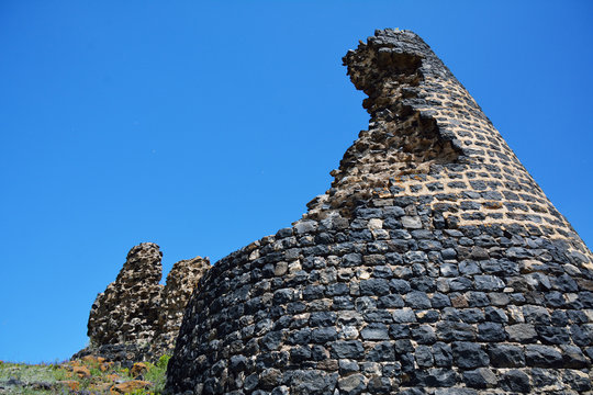 ruined wall of the fortress, on the shore of Sevan