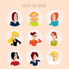 Vector flat people portraits. Smiling human icon. Human avatar. Simple cute characters. Cute friendly people. Profession icon.