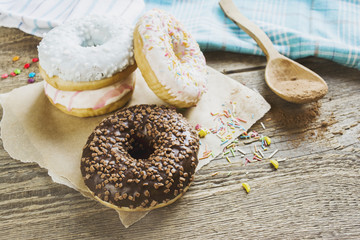 four round sweet donuts