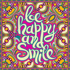 handwritten lettering inscription be happy and smile concept ins