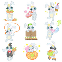 Fototapeta na wymiar Cute Bunny Illustrations Set