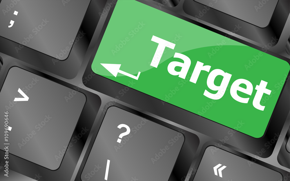Poster target button on computer keyboard. business concept. keyboard keys icon button vector. keyboard ico
