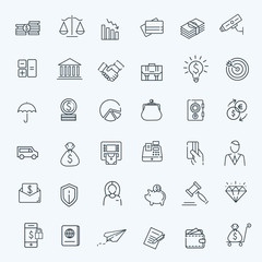 Thin line web icon set - money, finance, payments
