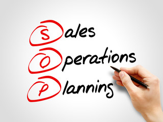 SOP - Sales and Operations Planning, acronym business concept